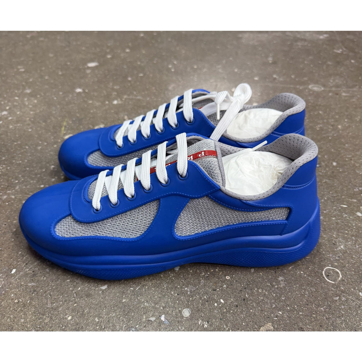 Prada Americas Cup Soft Rubber Blue Grey Sneakers
