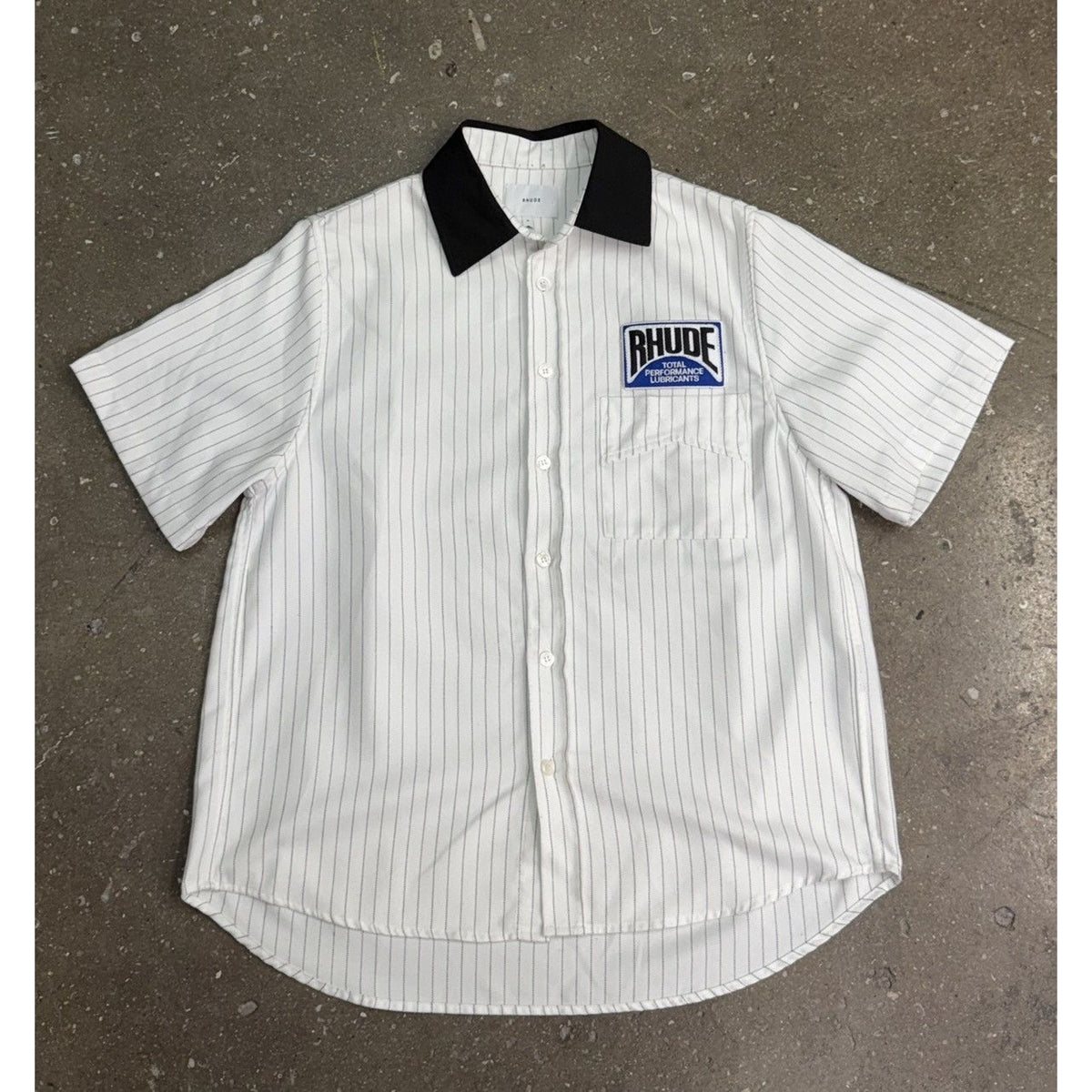 Rhude Twill Stripe Mechanic Button Up Shirt