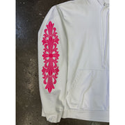 Chrome Hearts Horseshoe Pink Floral White Hoodie