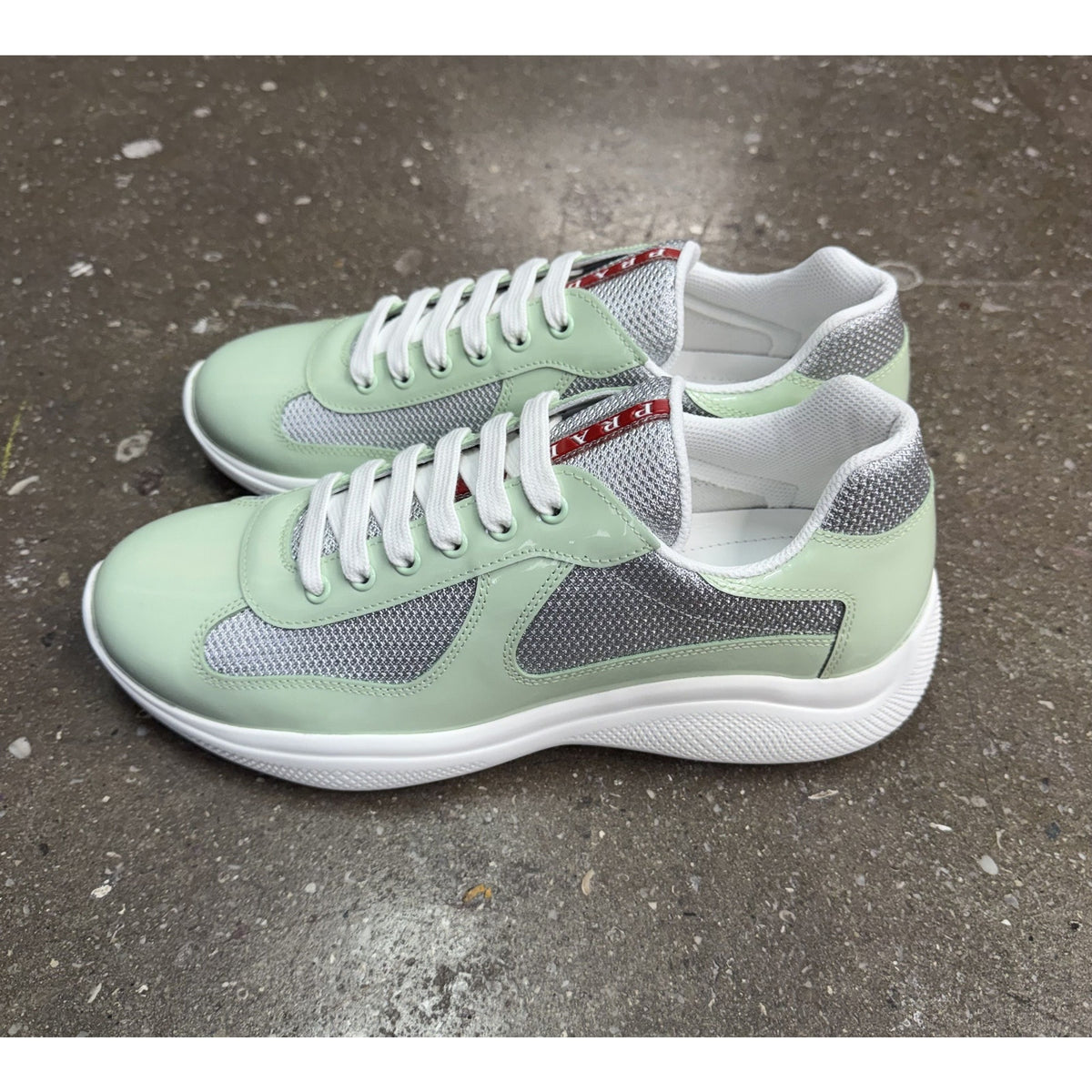 Prada Americas Cup Patent Leather Green Sneakers