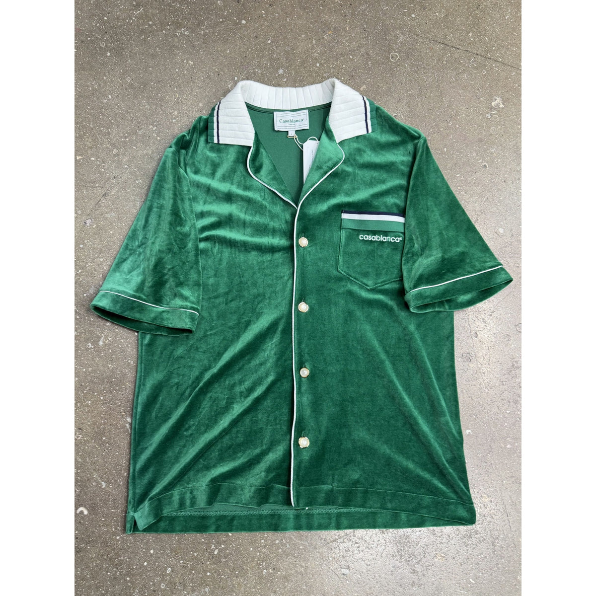 Casablanca Velour Green Button Up Shirt