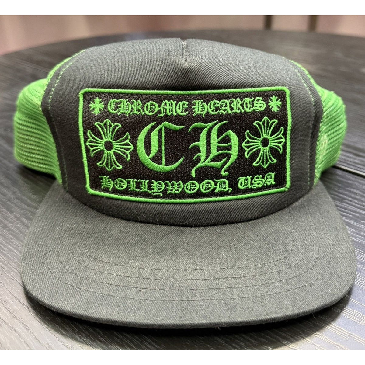 Chrome Hearts CH Hollywood Green Trucker Hat