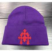 Chrome Hearts Triple Cross Purple/Red Beanie