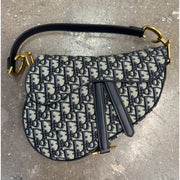 Christian Dior Saddle Bag Oblique Jacquard – Black/Beige – Gold Hardware