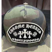 Chrome Hearts Camo Cemetry Cross Patch Trucker Hat