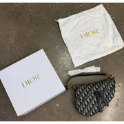 Christian Dior Saddle Bag Oblique Jacquard – Black/Beige – Gold Hardware