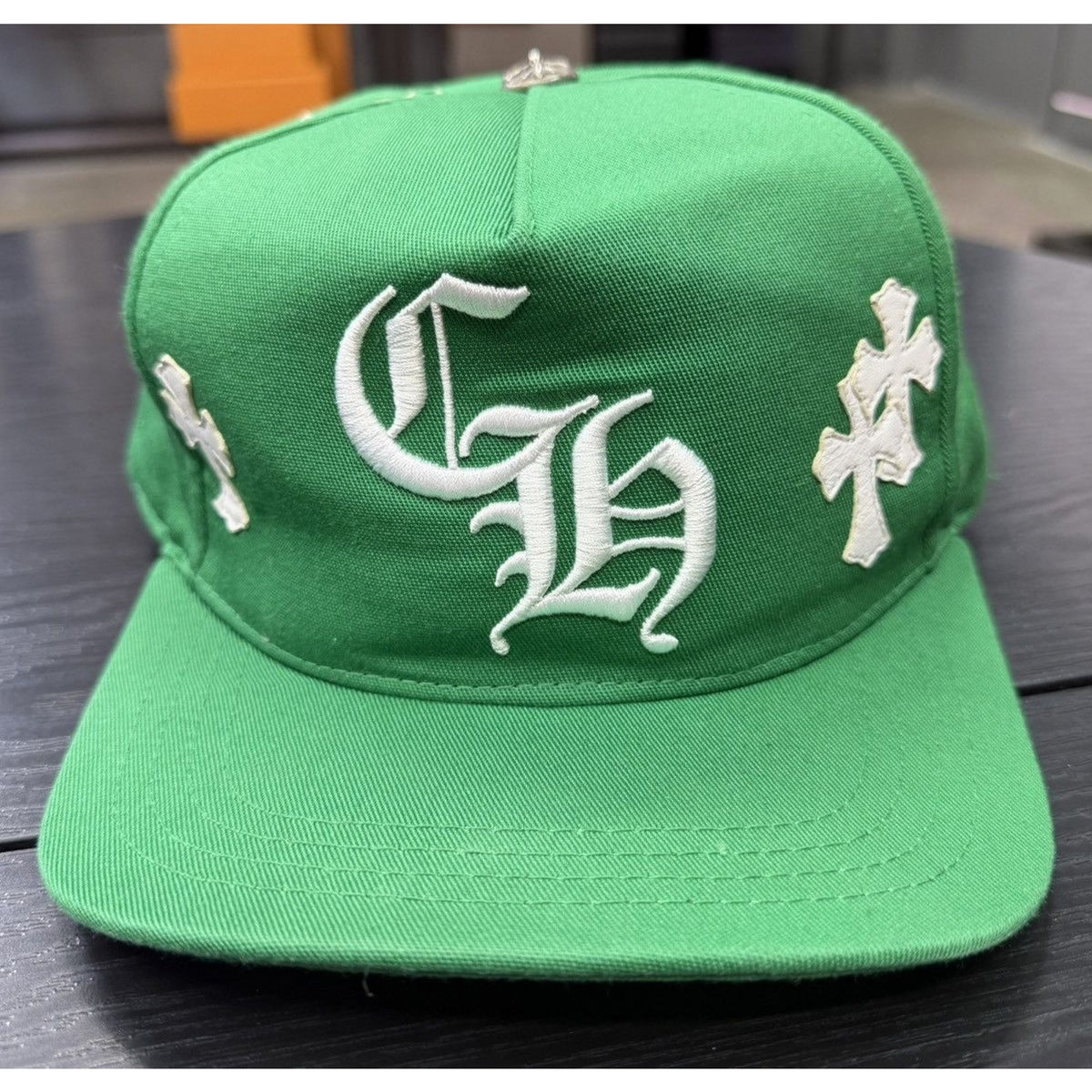 Chrome Hearts CH Green Cross Trucker Hat