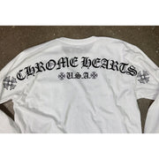 Chrome Hearts USA Scroll Logo White Longsleeve T-Shirt