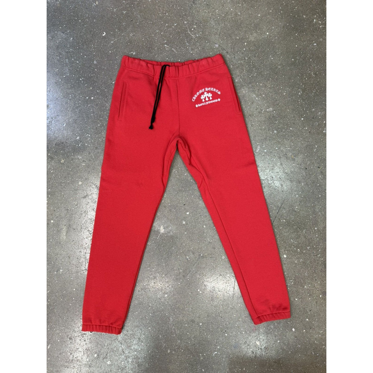 Chrome Hearts Triple Cross Red Embroidered Sweatpants