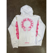 Chrome Hearts Horseshoe Pink Floral White Hoodie