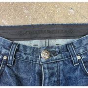 Chrome Hearts Blue Denim Cross Patch Jeans Size 32