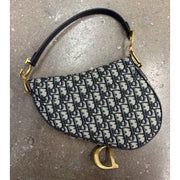 Christian Dior Saddle Bag Oblique Jacquard – Black/Beige – Gold Hardware