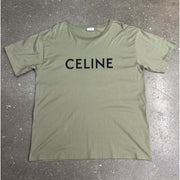 Celine Logo Sage Green Print T-Shirt