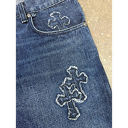 Chrome Hearts Blue Denim Cross Patch Jeans Size 32