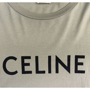 Celine Logo Print Sage Green T-Shirt