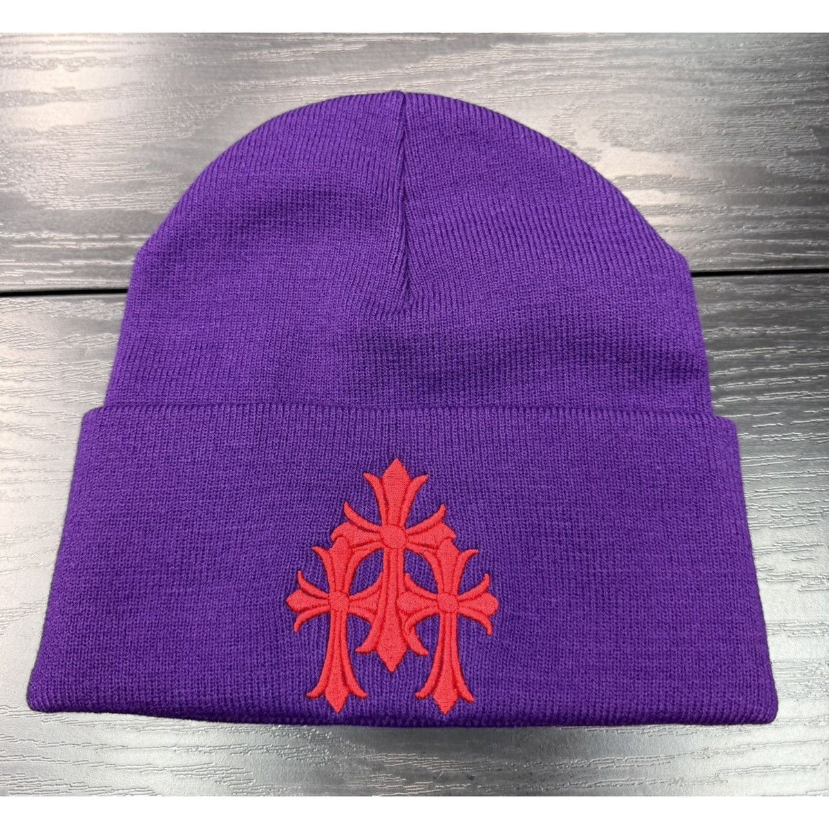 Chrome Hearts Triple Cross Purple/Red Beanie