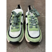 Chanel Green White Black Suede Knit CC Logo Trainers