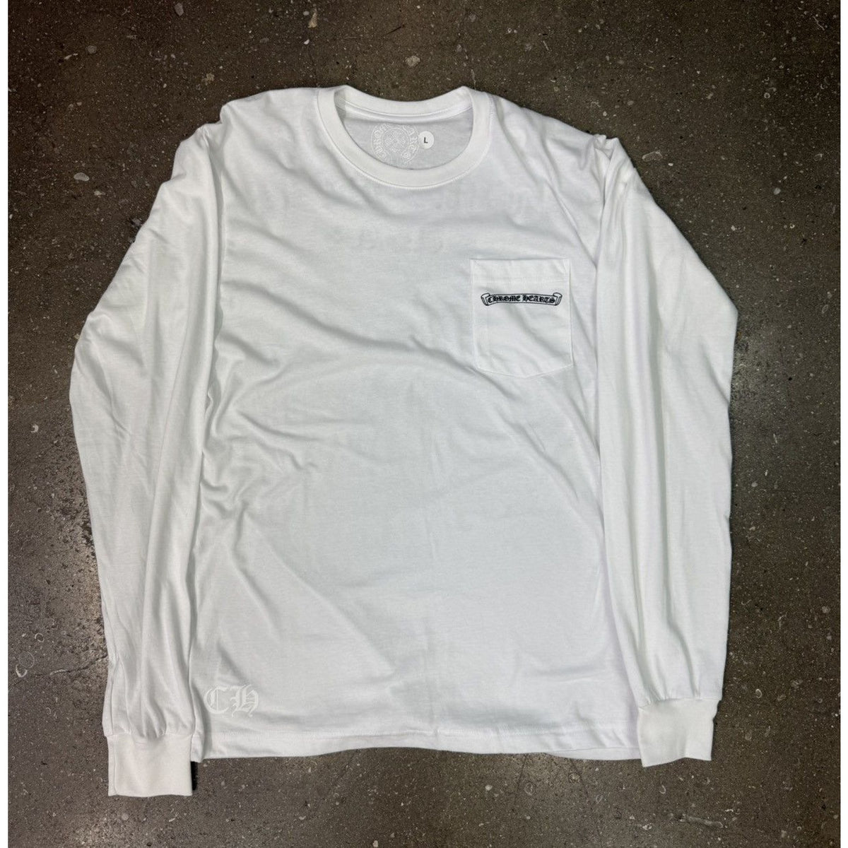 Chrome Hearts USA Scroll Logo White Longsleeve T-Shirt