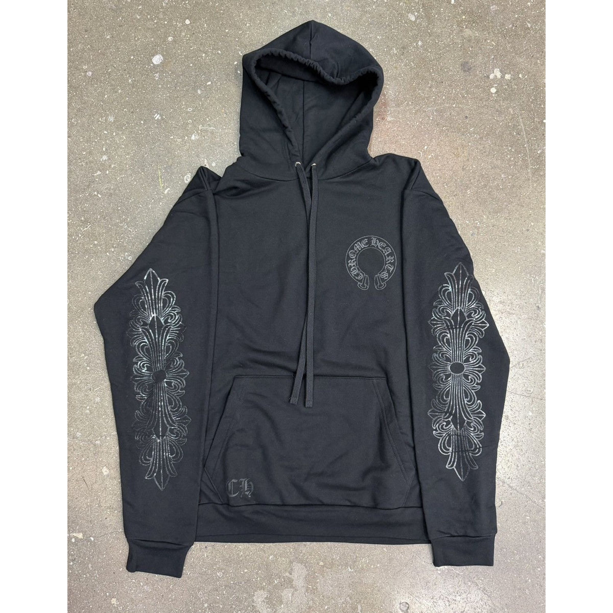 Chrome Hearts Tonal Glitter Horseshoe Script Hoodie