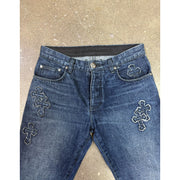 Chrome Hearts Blue Denim Cross Patch Jeans Size 32